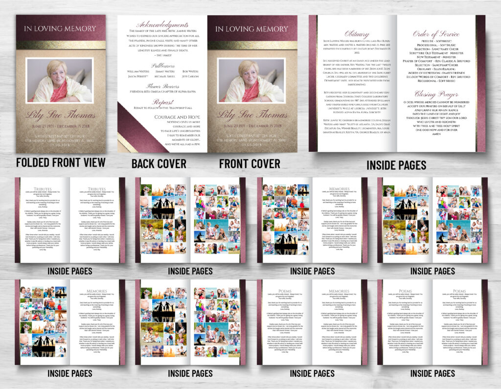Writing Funeral Program 20 Page Funeral Program - 1079 - Memorial Prints - Memorial & Funeral ...