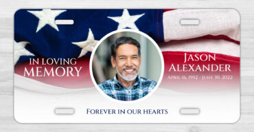 American Flag In Loving Memory Memorial Car Tag