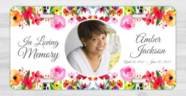 Flowers In Loving Memory Memorial Car Tag