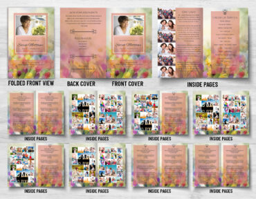 Watercolor flower funeral memorial program