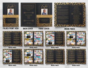Black and Gold Funeral Memorial Program