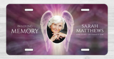 Purple Angel Wings In Loving Memory Memorial Car Tag