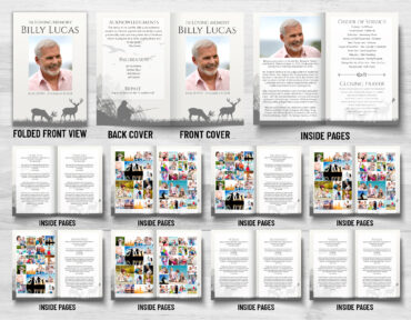 Outdoors Deer Hunter Fisherman Funeral Memorial Program