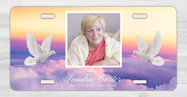 Dove Clouds Sky In Loving Memory Memorial Car Tag