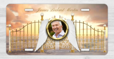 Angel Wings Pearl Gates Heaven Memorial Car Tag