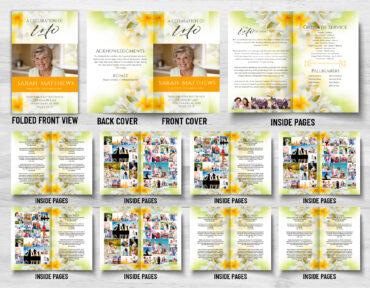 Orange Flowers Funeral Memorial Program