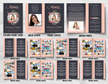 Modern Floral Flowers Funeral Memorial Program