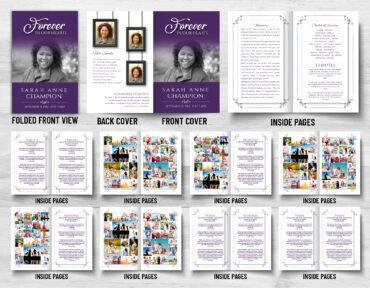 Purple Picture Frame Funeral Program