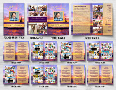Sailboat Sailing Ocean Sunset Funeral Memorial Program