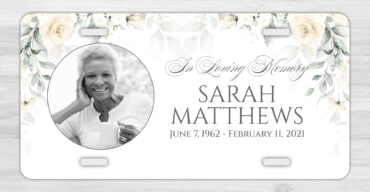 Roses Flowers In Loving Memory Memorial Car Tag