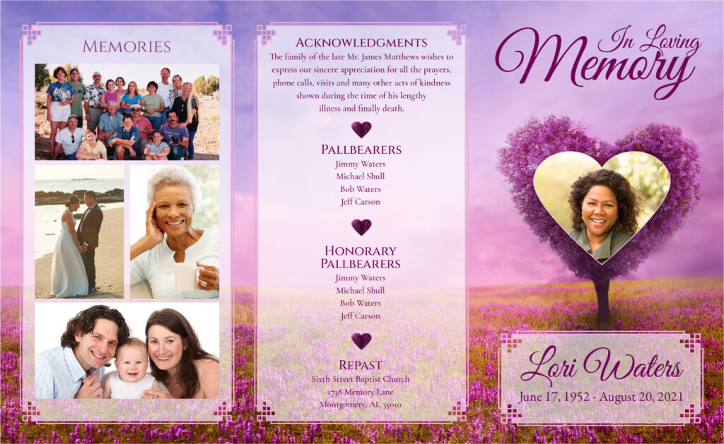 Trifold Funeral Program - 2094 - Memorial Prints - Memorial & Funeral ...
