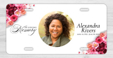 Red Roses In Loving Memory Memorial Car Tag