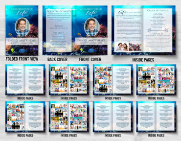 Underwater Ocean Sea Life Diver Funeral Memorial Program