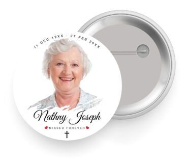 Christian Cross Photo Memorial Button Pin