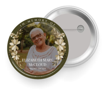 Flower Photo Memorial Button Pin