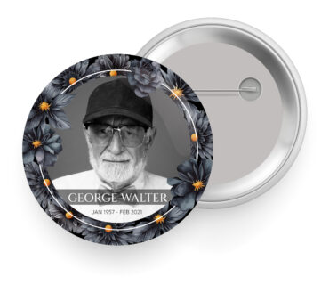 Custom Flower Photo Memorial Button Pin