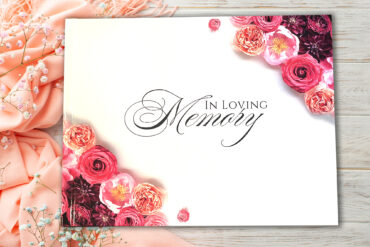 Red Roses Flower Funeral Memorial Sign in Guest Book