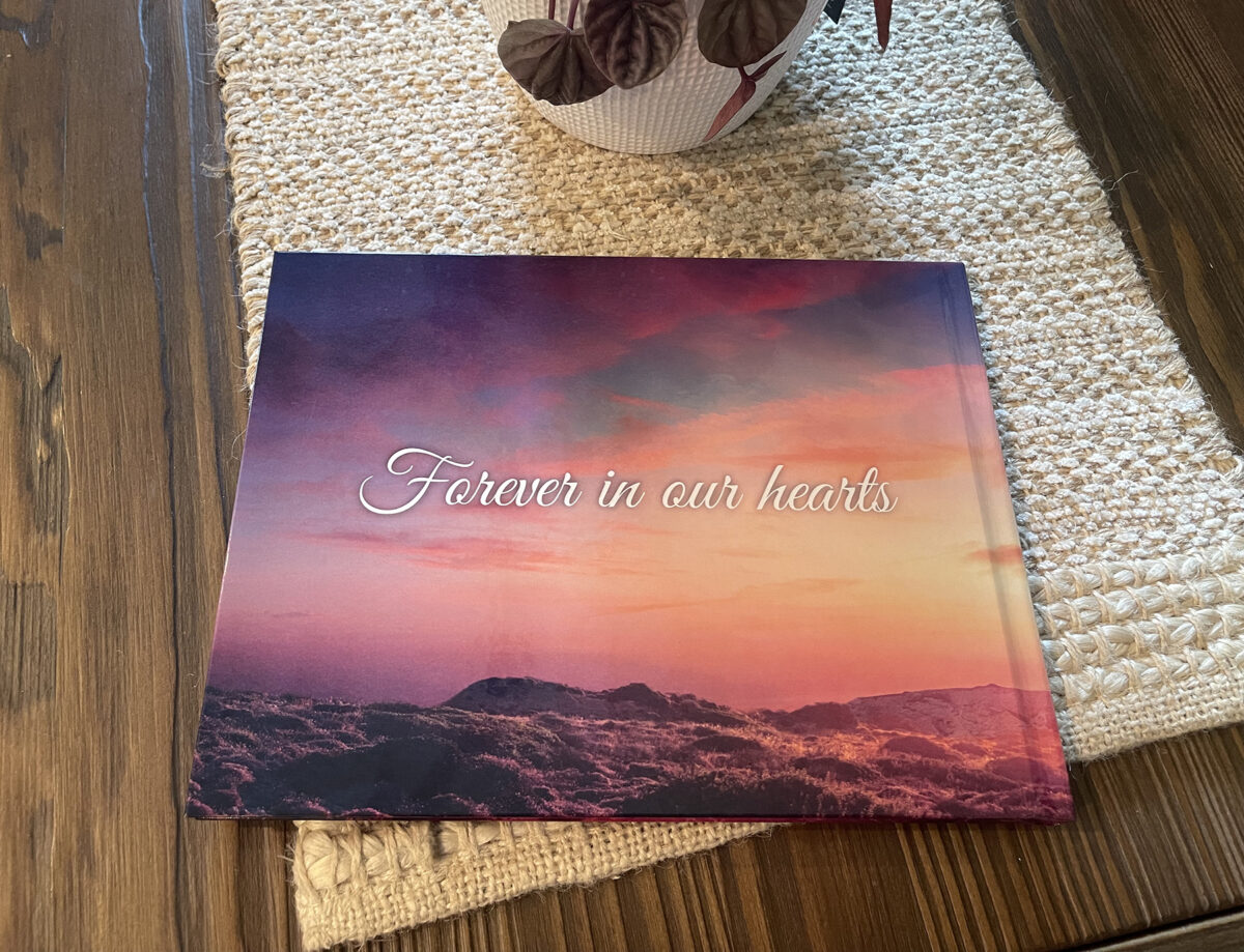 Christian Cross Funeral Memorial Sign in Guest Book