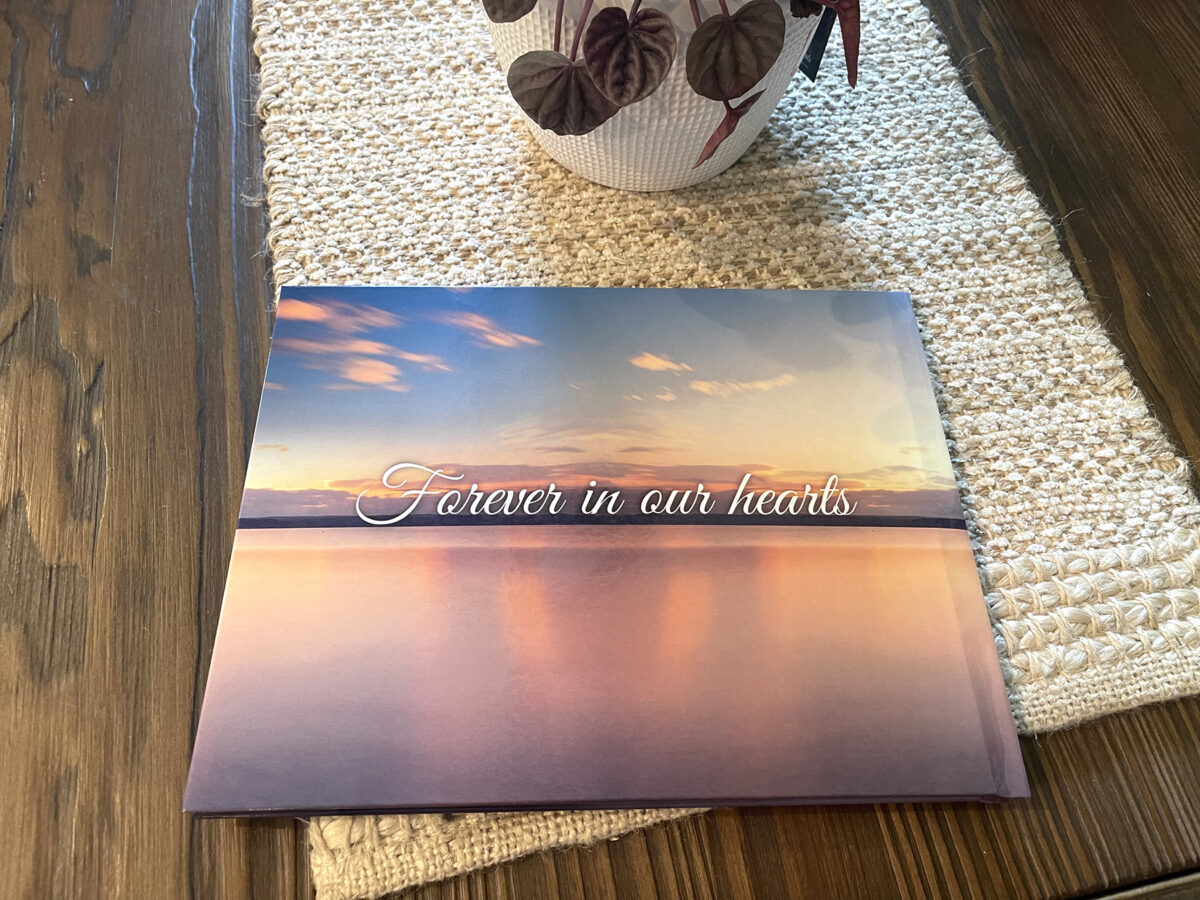 Lake Dock Funeral Memorial Sign in Guest Book