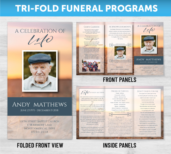 Tri-Fold Funeral Memorial Programs Tri-Fold Funeral Memorial Programs