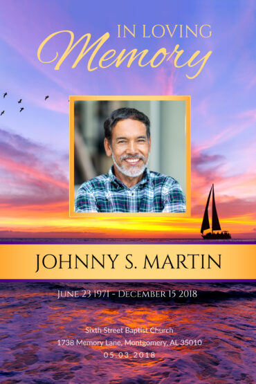 Sunset Sailboat Funeral Memorial Poster