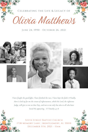 floral funeral memorial poster