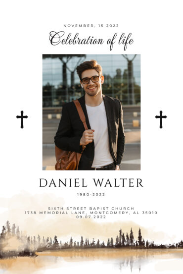 Water Color Christian Cross Funeral Memorial Poster