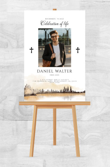 Water Color Christian Cross Funeral Memorial Poster