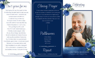 Blue Flowers Watercolor Funeral Program