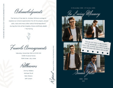 Photo Collage In Loving Memory Note Funeral Program