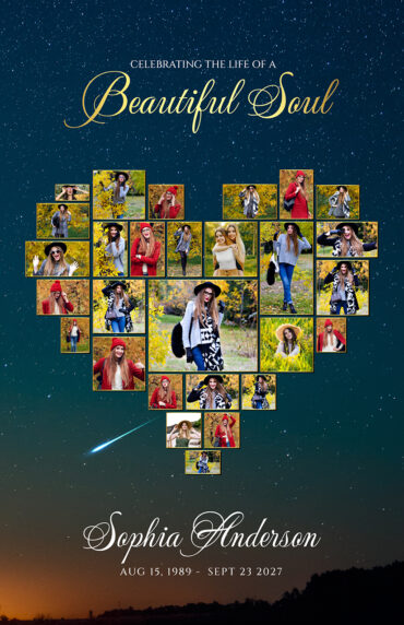 Heart Collage Stars Funeral Memorial Program