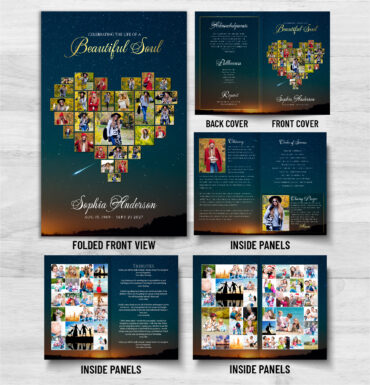 Heart Collage Stars Funeral Memorial Program