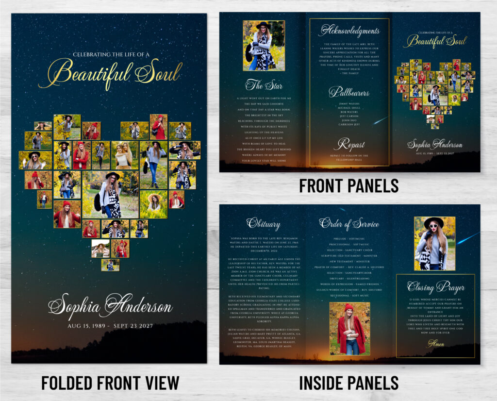 Trifold Funeral Program - 2121 - Memorial Prints - Memorial & Funeral ...