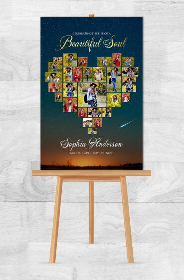 Heart Collage Stars Funeral Memorial Poster