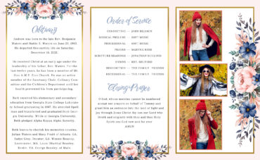 Floral Bouquet Funeral Memorial Program