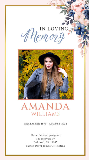 Floral Bouquet Funeral Memorial Program