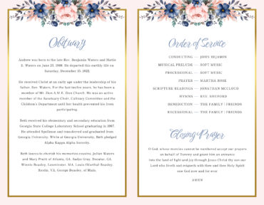 Floral Bouquet Funeral Memorial Program