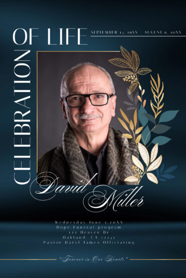 Modern Blue Funeral Memorial Poster