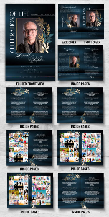 Modern Blue Funeral Memorial Program