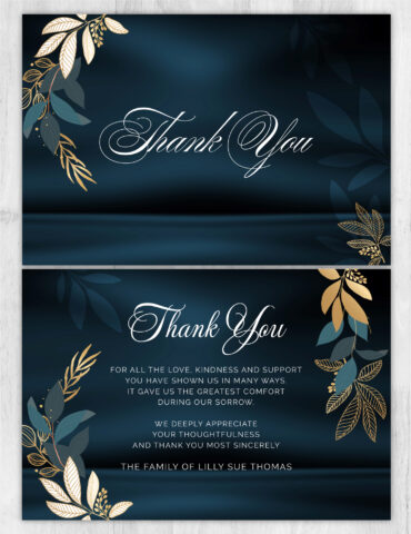 Modern Blue Funeral Memorial Thank You Card