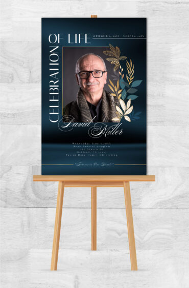 Modern Blue Funeral Memorial Poster