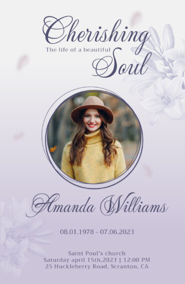 Floral No-Fold Memorial Program