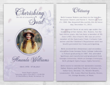 Floral No-Fold Memorial Program