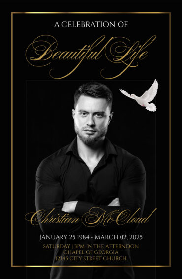 Black and gold No-Fold Memorial Program
