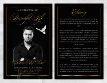 Black and gold No-Fold Memorial Program