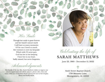 Leaf Design Funeral Program