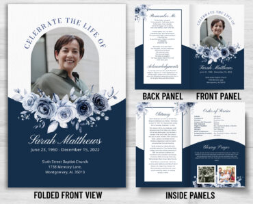 Blue Roses Funeral Memorial Program