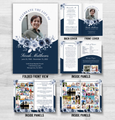 Blue Roses Funeral Memorial Program