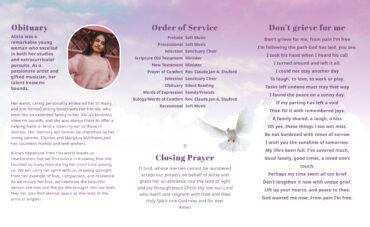 Pink Clouds Dove Funeral Memorial Program
