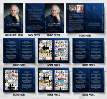 Dark Blue Modern Funeral Memorial Program